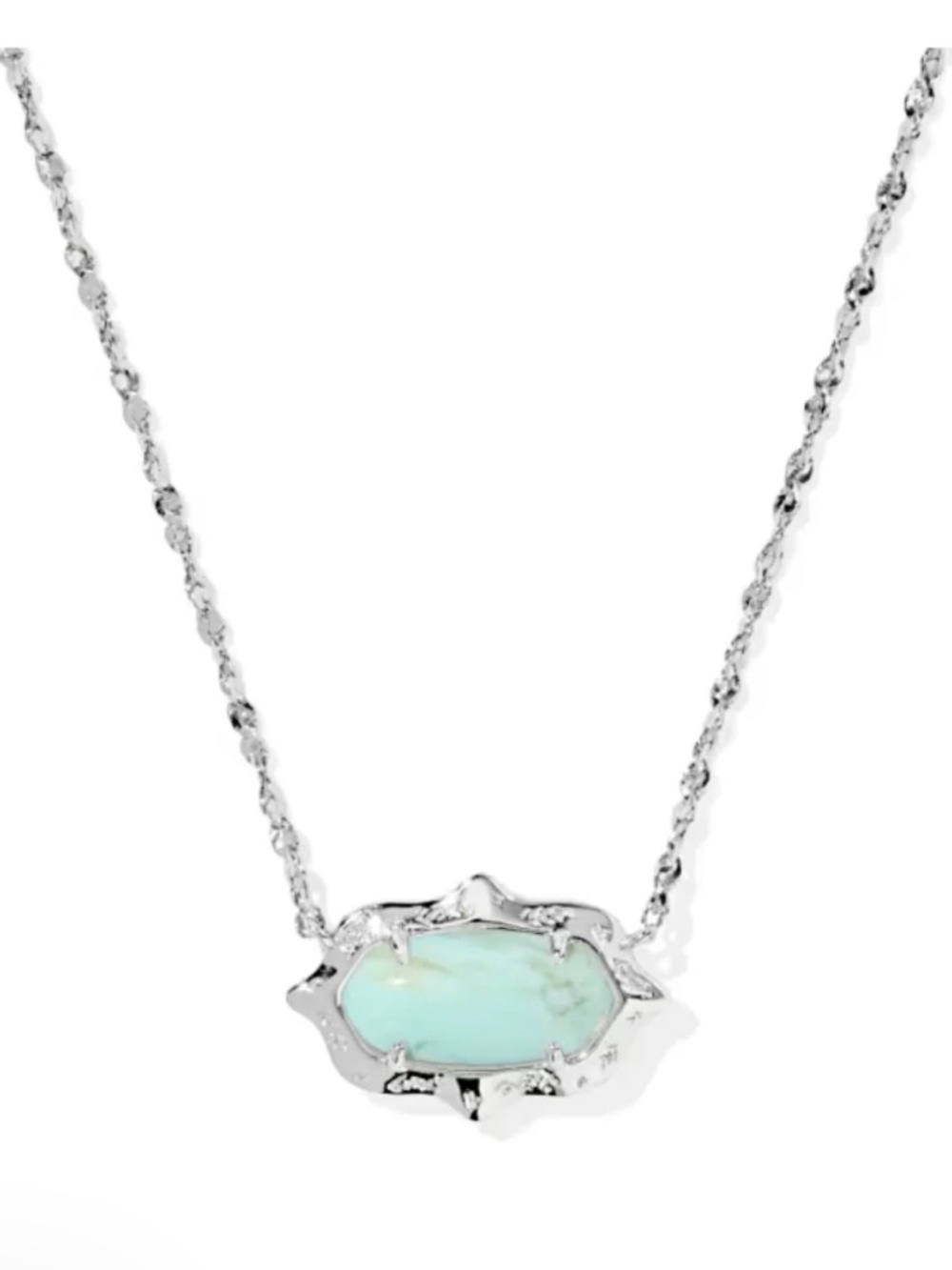 Kendra Scott Elisa Scallop Frame Silver Short Pendant in Sky Blue Iridescent